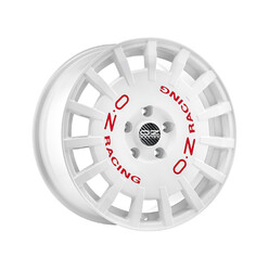 OZ Rally Racing 18x7.5" 5x112 ET50, Blanc, Lettres Rouges