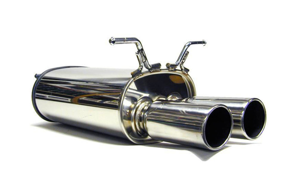 HKS stainless steel dual tailpipe silencer
