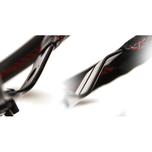 Volant DriftShop Tulipé (90 mm), Cuir Noir Retourné, Branches Noires