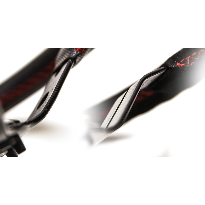 Volant DriftShop Tulipé (90 mm), Cuir Noir Retourné, Branches Noires