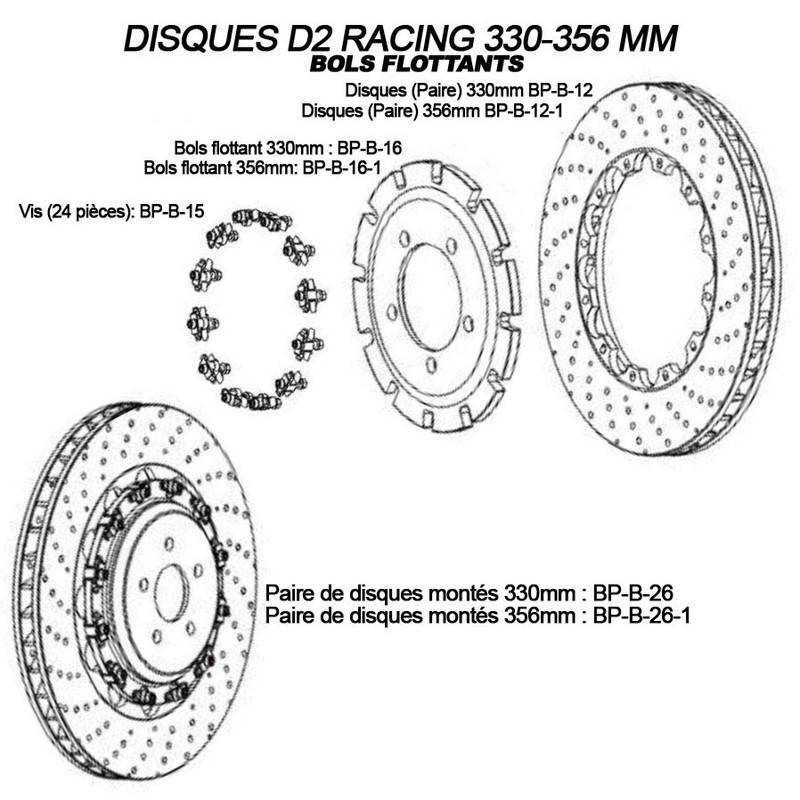 Disques de Frein Avant pour Kits D2 Racing