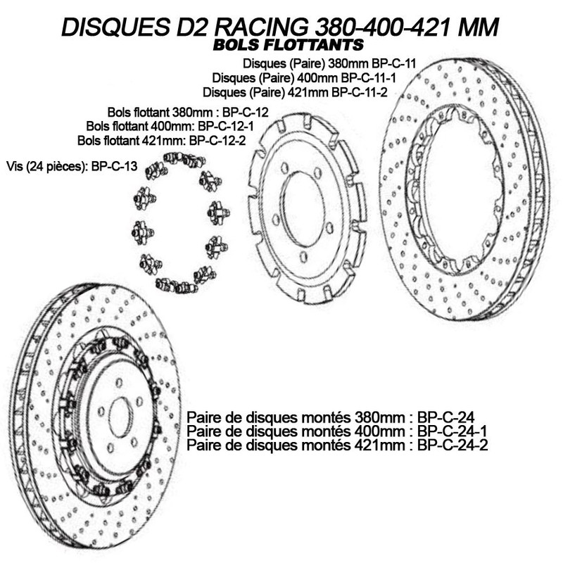 Disques de Frein Avant pour Kits D2 Racing
