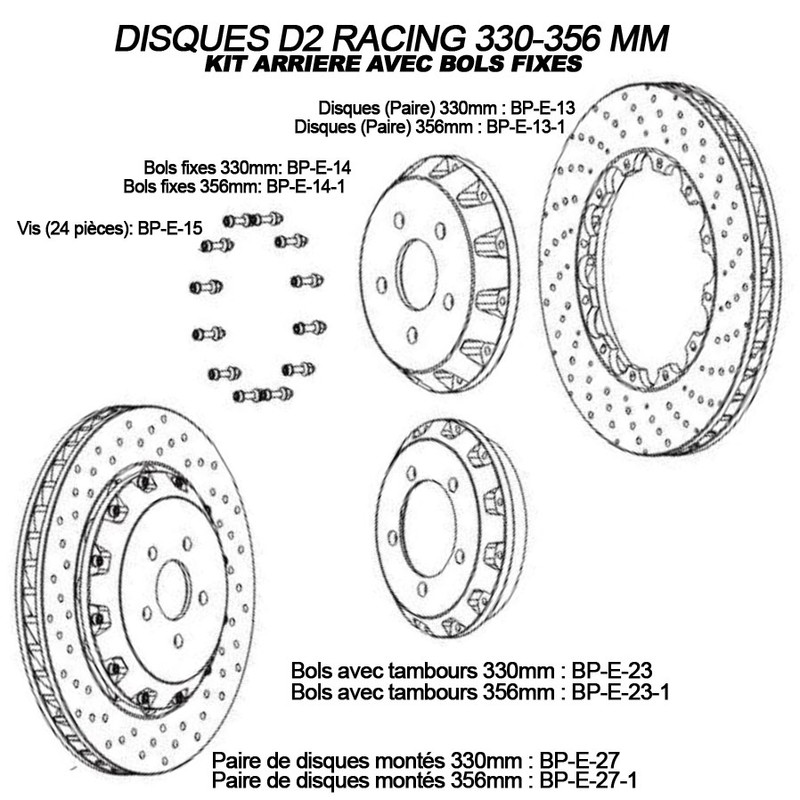 Disques de Frein Arrière pour Kits D2 Racing