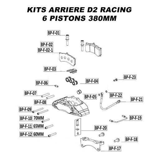 Pièces Détachées pour Kits Arrière D2 Racing - 6 Pistons 380 mm