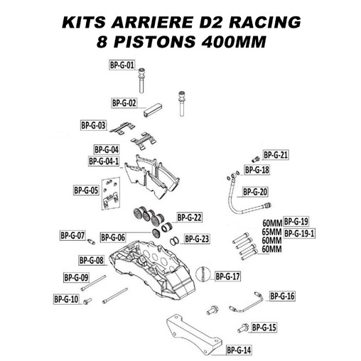 Pièces Détachées pour Kits Arrière D2 Racing - 8 Pistons 400 mm