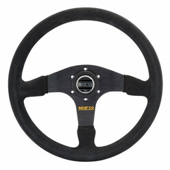 Volant Sparco R375 Tulipé (36 mm), Cuir Noir Retourné, Branches Noires