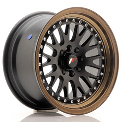 Japan Racing JR-10 15x8" 4x100/108 ET20, Noir Mat / Satiné, Rebord Bronze