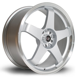 Rota GTR 18x8.5" 5x114.3 ET35, Gris Argenté, Rebord Chromé