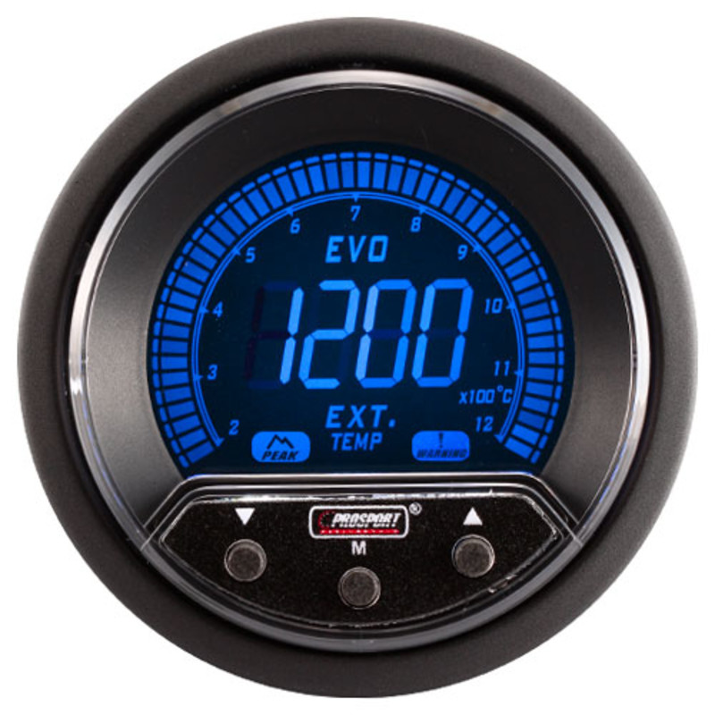 Manomètre Température d'Echappement ProSport Evo (EGT Digital, 4 Couleurs, 1200°C)