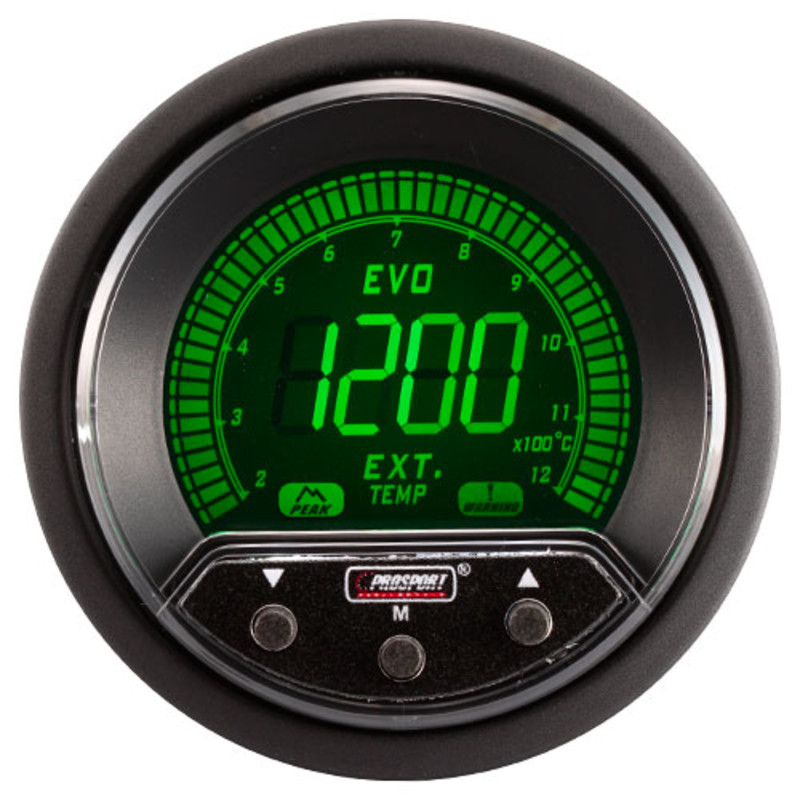 Manomètre Température d'Echappement ProSport Evo (EGT Digital, 4 Couleurs, 1200°C)