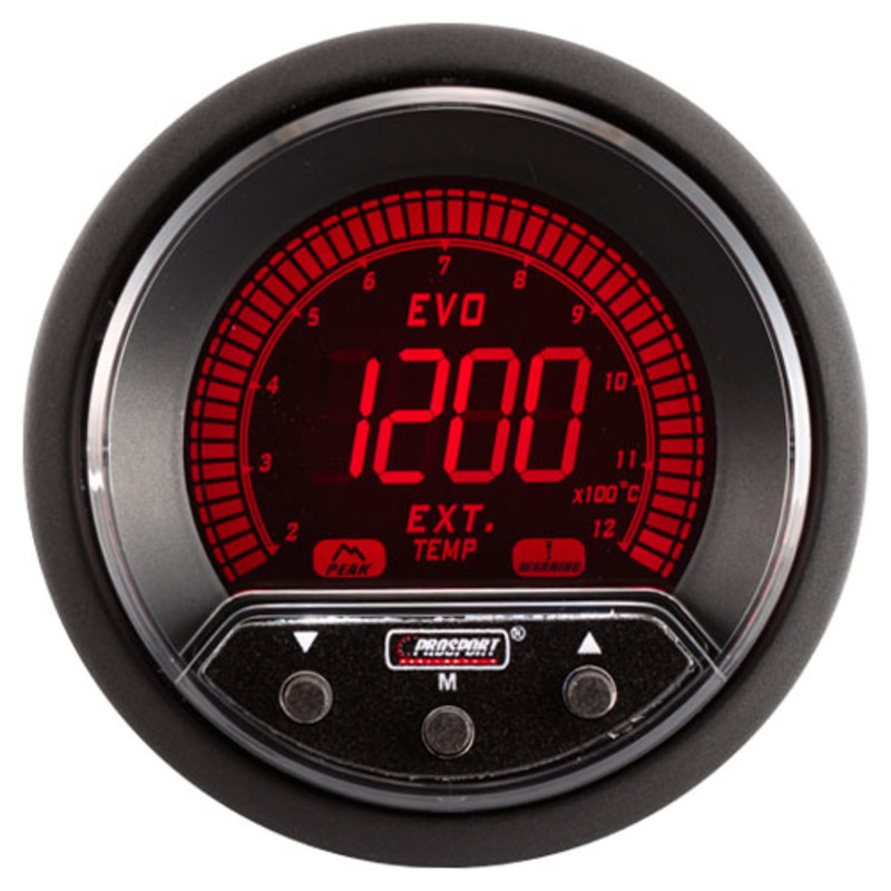 Manomètre Température d'Echappement ProSport Evo (EGT Digital, 4 Couleurs, 1200°C)