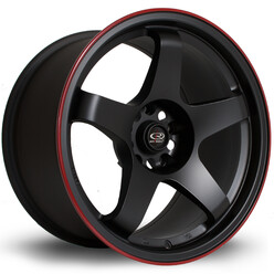 Rota GTR 17x9.5" 5x114.3 ET30, Noir Mat, Liseret Rouge