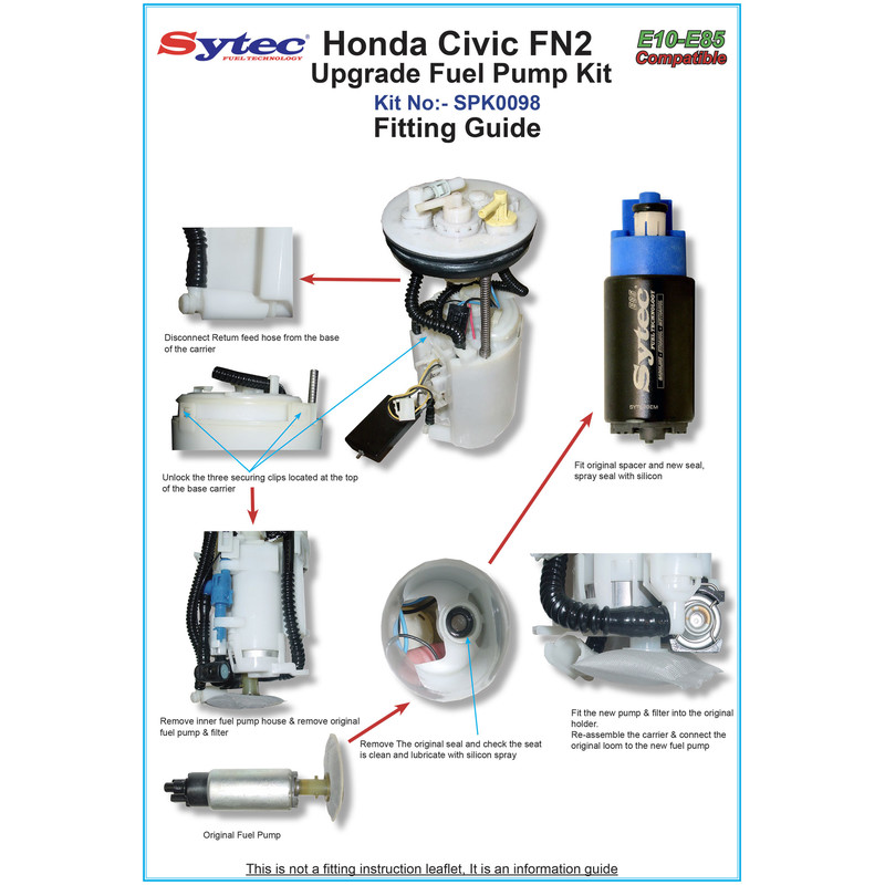 Pompe à Essence Sytec Motorsport 340 L/h pour Honda Civic Type R FN2 (06-11)