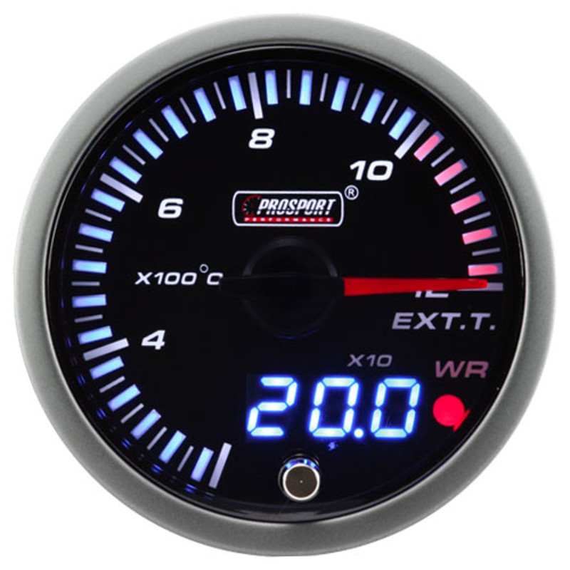 Manomètre Température d'Echappement "Dual Display" ProSport JDM (Analyseur EGT 1200°C) 