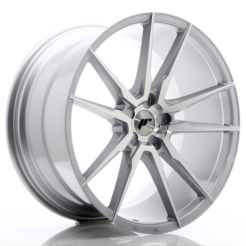 Japan Racing JR-21 21x11" (5 trous - sur mesure) ET15-55, Gris Argenté / Poli