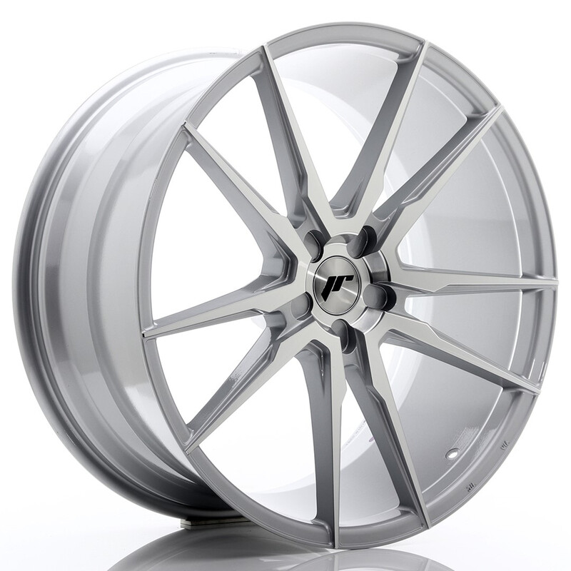 Japan Racing JR-21 Extreme Concave 22x10.5" (5 trous - sur mesure) ET15-50, Gris Argenté / Poli