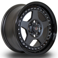 Rota Kyusha 15x7" 4x100 ET38, Gunmetal, Rebord Noir Brillant