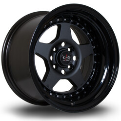 Rota Kyusha 15x9" 4x100 ET0, Gunmetal, Rebord Noir Brillant
