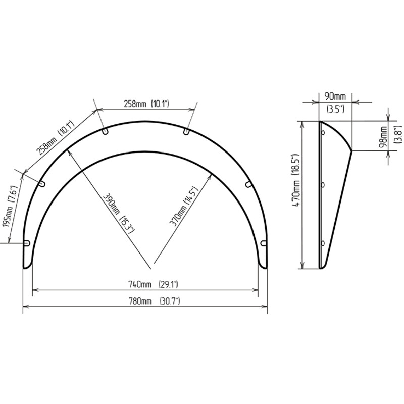 Extensions d'Ailes Universelles - 90 mm (Fender Flares)
