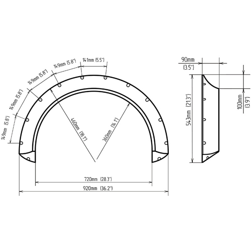 Extensions d'Ailes Concaves - 90 mm (Fender Flares)