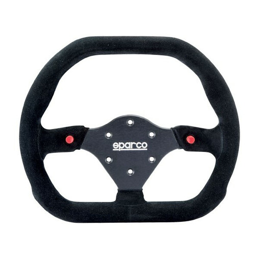 Volant Sparco P310 Plat, Cuir Noir Retourné, Branches Noires