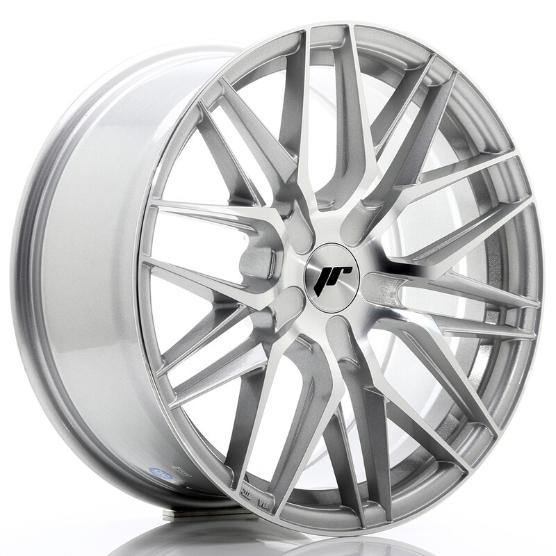 Japan Racing JR-28 18x8.5" (5 trous - sur mesure) ET20-40, Gris Argenté / Poli