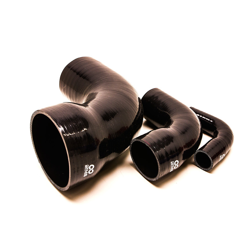 Réducteur Coudé 90° en Silicone Ø16-13 à Ø127-102 mm, Noir
