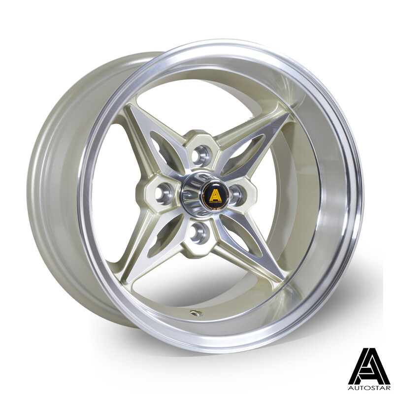 Autostar Kanji 14x8" 4x100 ET-5, Dorée, Rebord Poli