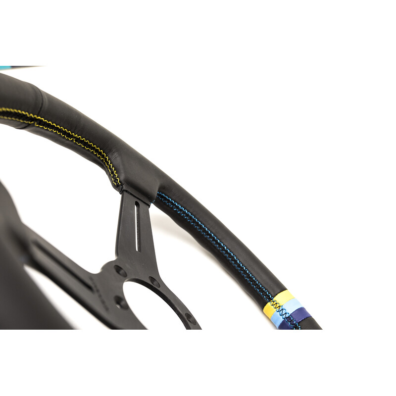 Volant GReddy "Medium Type" Tulipé (47 mm), Cuir Noir, Branches Noires - 340 mm