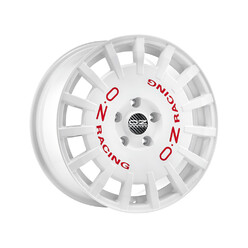 OZ Rally Racing 17x7" 4x108 ET18, Blanc, Lettres Rouges