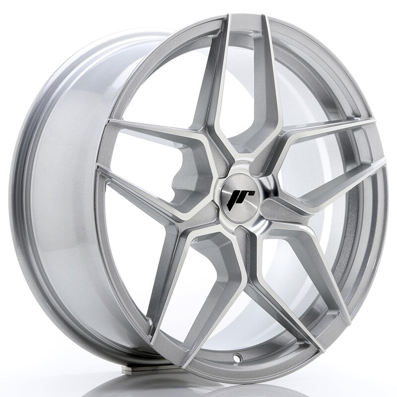 Japan Racing JR-34 18x8" (5 trous - sur mesure) ET20-42, Gris Argenté, Face Polie