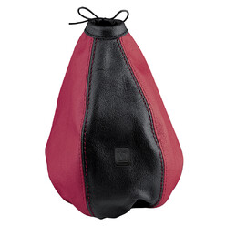 Soufflet de Levier de Vitesses Nardi, Cuir Noir & Rouge