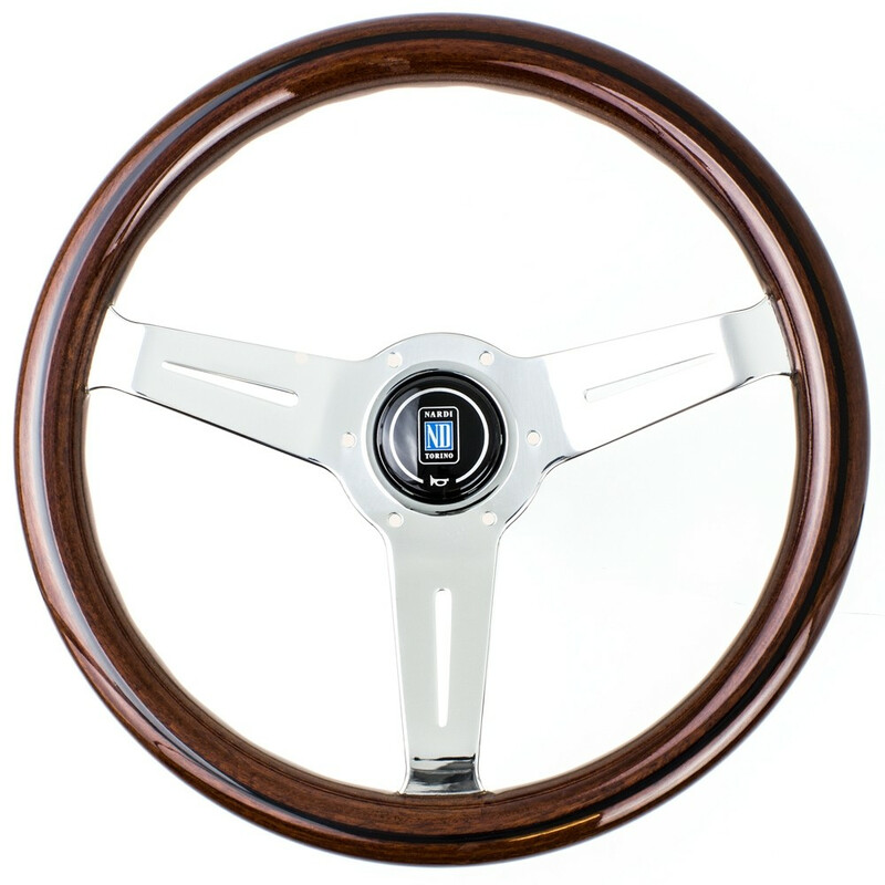 Volant Nardi Classic ND33, Bois, Branches Chromées, Tulipé 40 mm