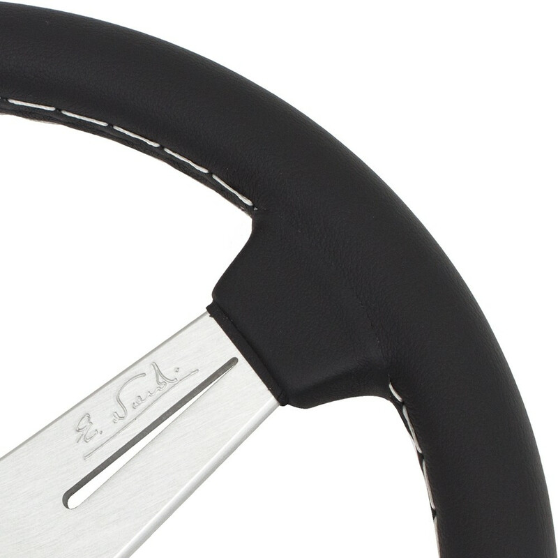 Volant Nardi Classic ND33, Cuir Noir, Branches Alu, Coutures Grises, Tulipé 40 mm