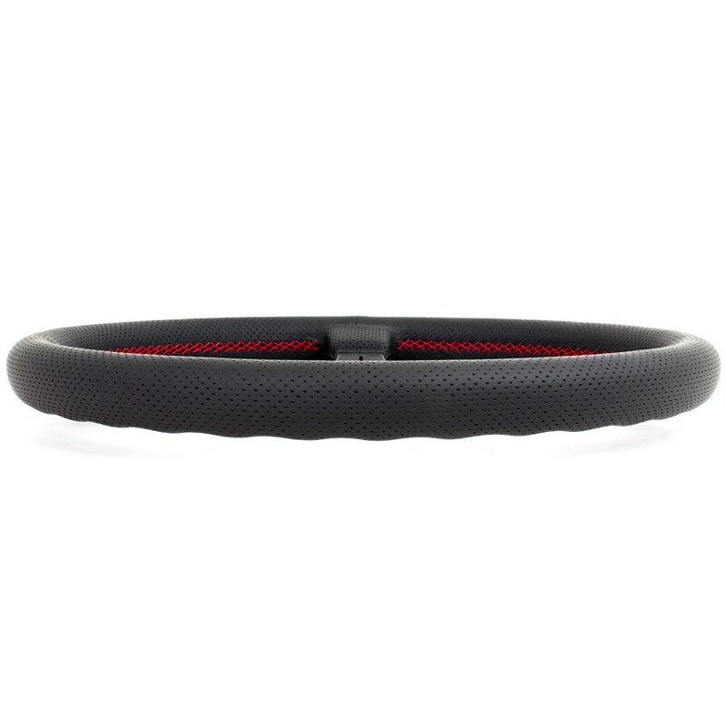 Volant Nardi Classic ND36, Cuir Noir Perforé, Branches Noires, Coutures Rouges, Tulipé 40 mm