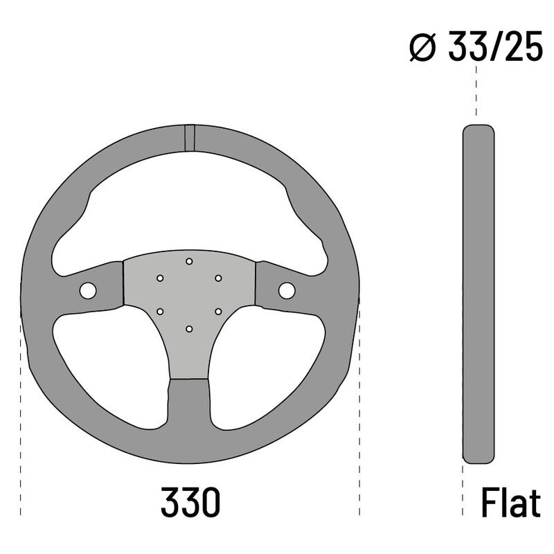 Volant Sparco R330B, Plat, Cuir Retourné, 2 Boutons