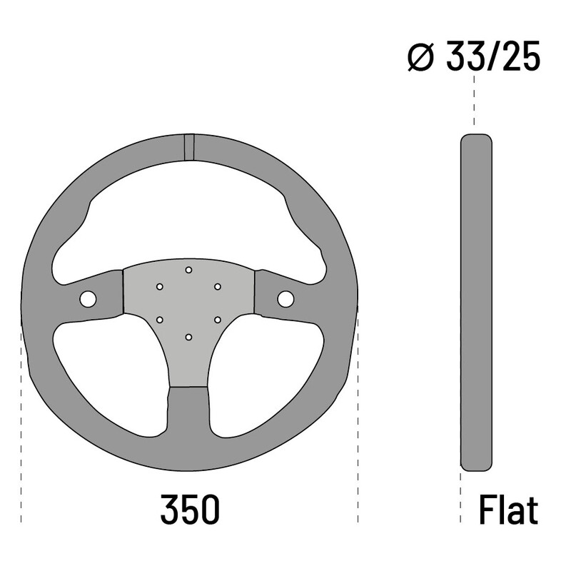 Volant Sparco R350B, Plat, Cuir Retourné, 2 Boutons