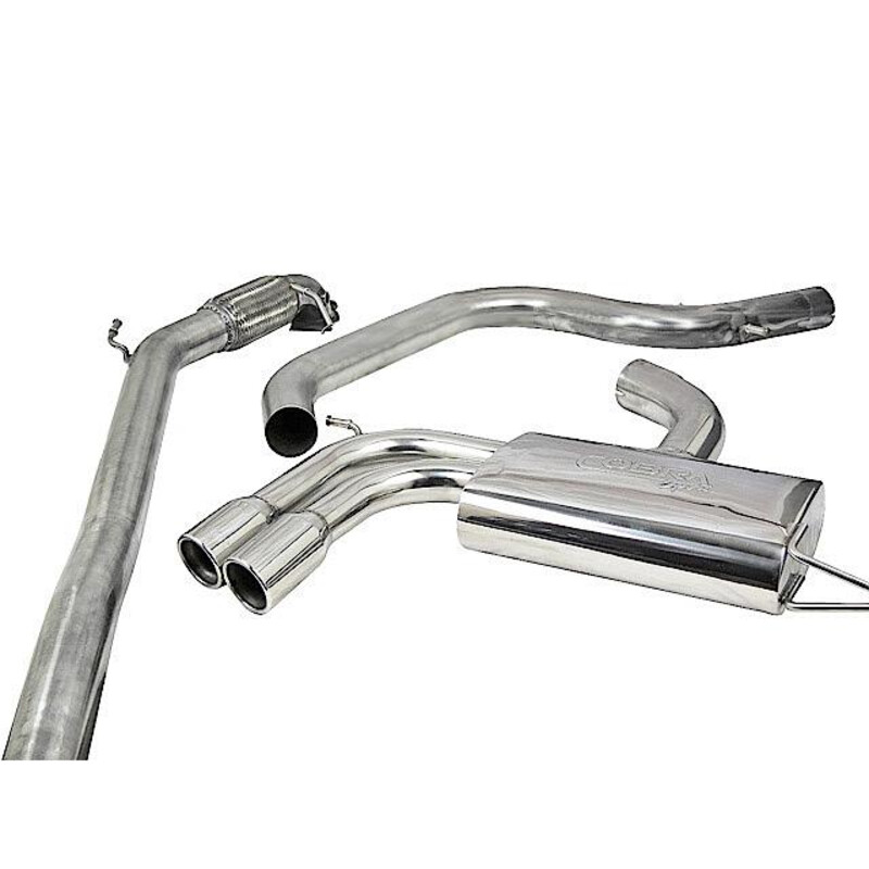Ligne d'Echappement Complète "Turboback" Cobra pour Audi A3 8P 3 Portes, 2.0L TFSI, 2 Roues Motrices (03-12)
