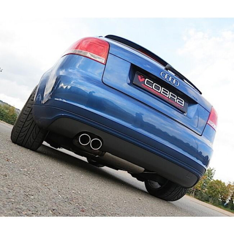 Ligne d'Echappement Complète "Turboback" Cobra pour Audi A3 8P 3 Portes, 2.0L TFSI, 2 Roues Motrices (03-12)