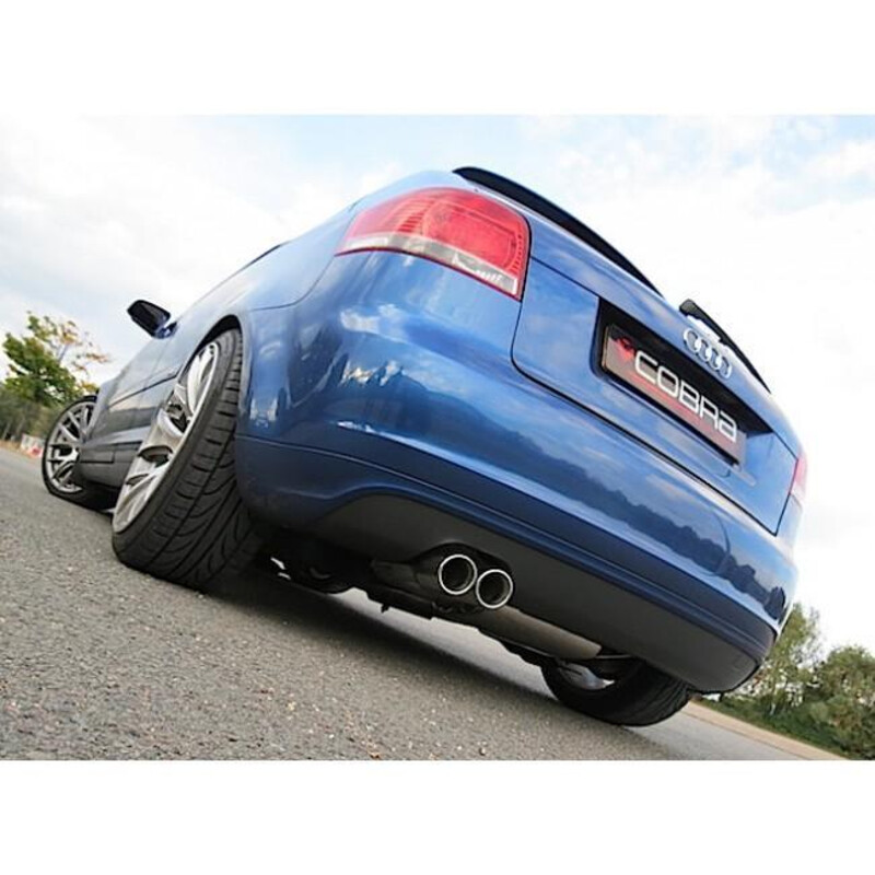 Ligne d'Echappement Complète "Turboback" Cobra pour Audi A3 8P 3 Portes, 2.0L TFSI, 2 Roues Motrices (03-12)