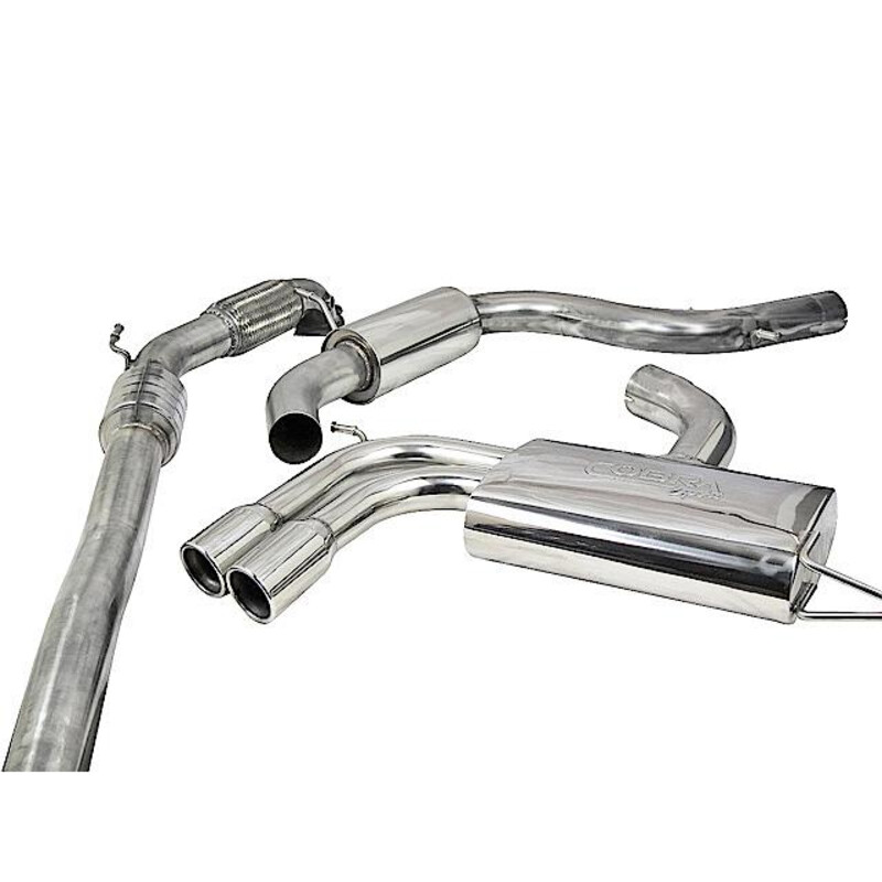Ligne d'Echappement Complète "Turboback" Cobra pour Audi A3 8P 3 Portes, 2.0L TFSI, 2 Roues Motrices (03-12)