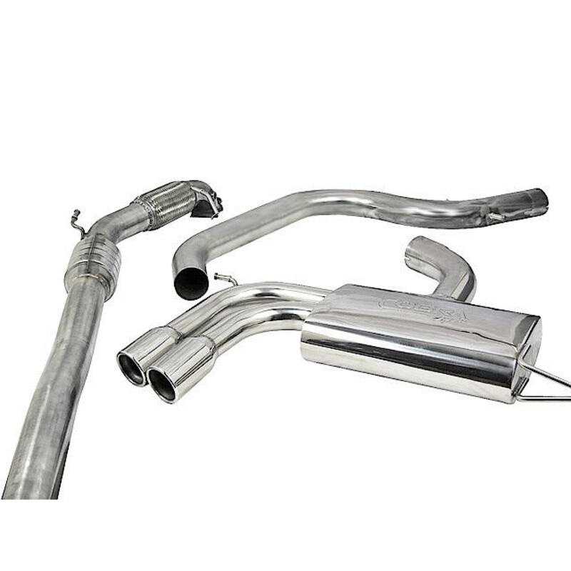 Ligne d'Echappement Complète "Turboback" Cobra pour Audi A3 8P 3 Portes, 2.0L TFSI, 2 Roues Motrices (03-12)