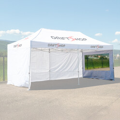 Cloison 3m avec Fenêtre pour Tonnelle DriftShop Blanche (Paroi Tente Paddock 3x6)