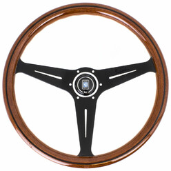 Volant Nardi Classic ND39 Bois, Branches Noires, Tulipé 30 mm