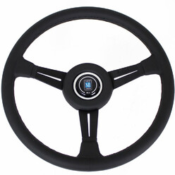 Volant Nardi Classic ND36 Cuir Noir, Branches Noires, Coutures Noires, Tulipé 25 mm