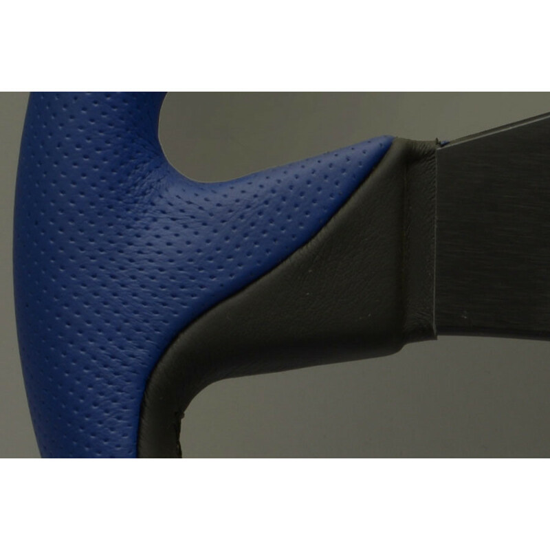 Volant Personal Thunder (350 mm) Cuir Noir & Cuir Bleu Perforé, Branches Noires
