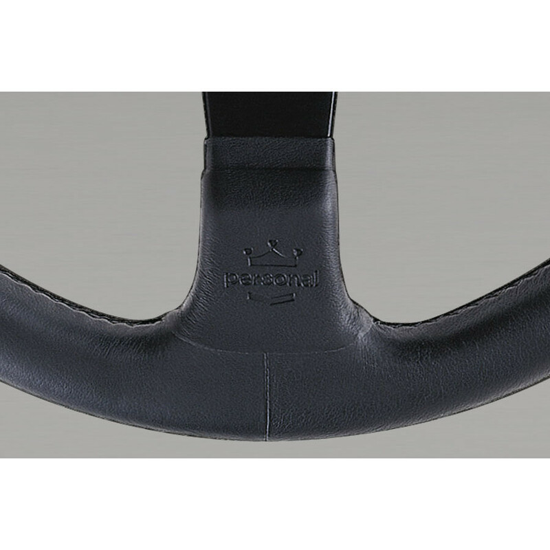 Volant Personal Fitti E3 (350 mm) Cuir Noir, Branches Noires, Coutures Noires