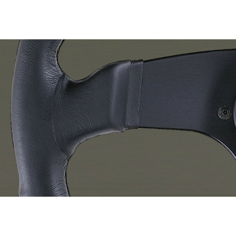 Volant Personal Fitti E3 (350 mm) Cuir Noir, Branches Noires, Coutures Noires
