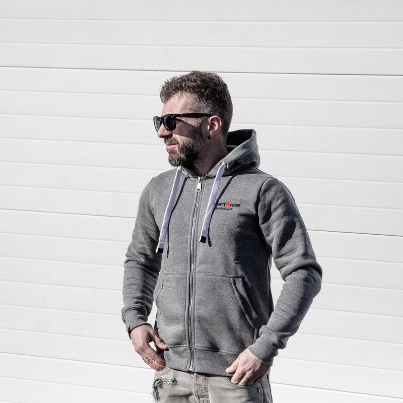 Sweat\u0020Zipp\u00E9\u0020\u00E0\u0020Capuche\u0020DriftShop\u0020Premium\u0020Gris