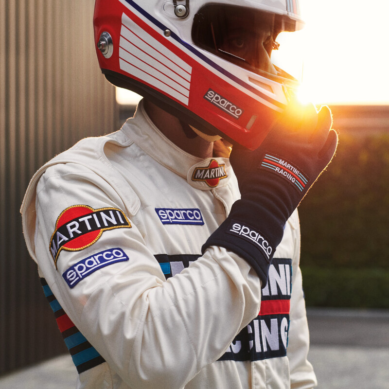 Combinaison Sparco R567 Martini Racing Replica Blanche (FIA 8856-2018)